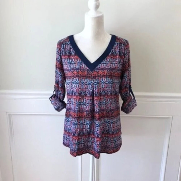Stitch Fix 41Hawthorn V-neck Tab Sleeve Blouse Top S - Picture 1 of 6